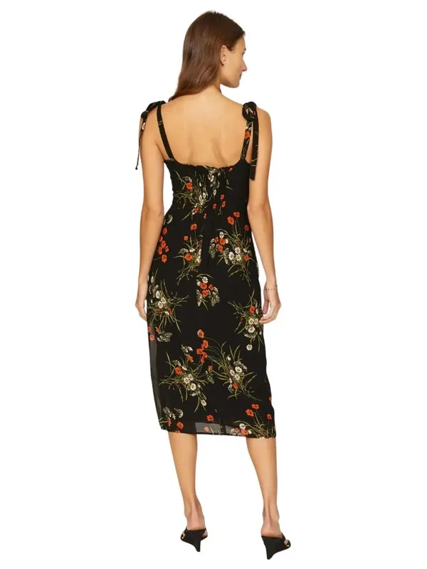 Reformation Besse Dress in Black Floral 6 Womens Midi - Image 2