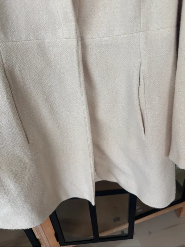 Zara blazer mini dress ecru beige collar pockets long sleeve neutral - Image 4
