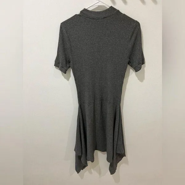 Anthropologie Women Small Susana Monaco Grey Ribbed Mini Dress Fall Chic - Image 6