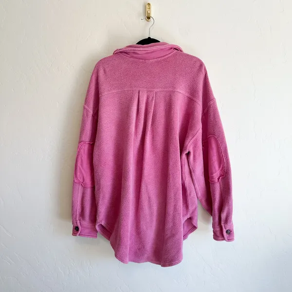 Free People | Ruby Shacket Button Down Oversized Fleece Jacket in Pink Envy - Image 4