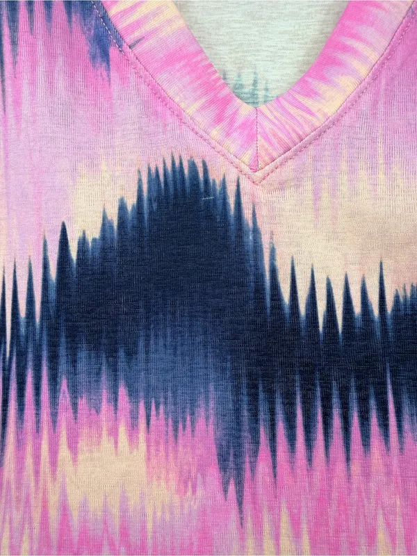 Free People Movement True North Tee XS/S Pink Navy Abstract Active Top - Image 10