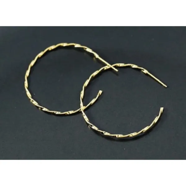 Beautiful Twist‎ 14k Gold Plated Sterling Silver Hoop Earrings, 4.2cm - Image 8