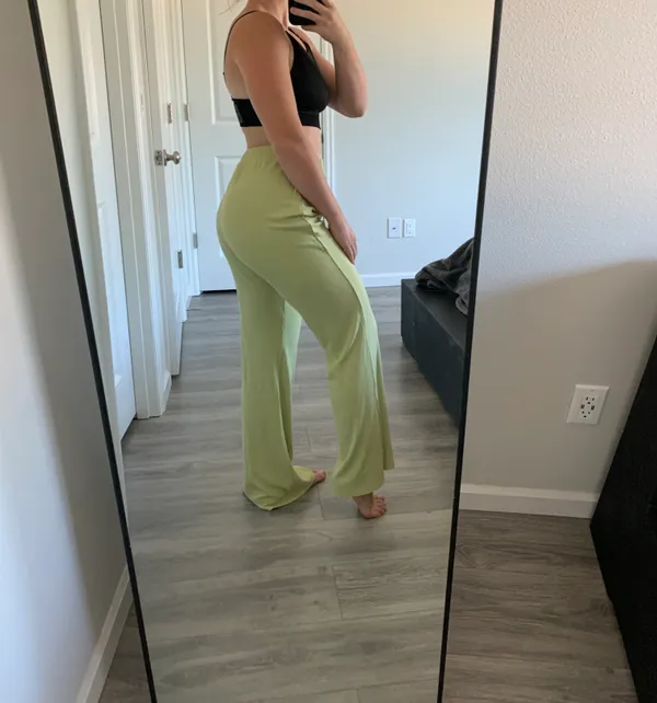 Lounge Lulu’s Light Green Ribbed Wide-Leg Pants - Image 9
