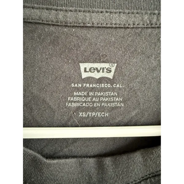 Levis Womens Black Cropped Logo Hem T-Shirt Short Sleeve Crew Neck 393890027 XS - Image 3