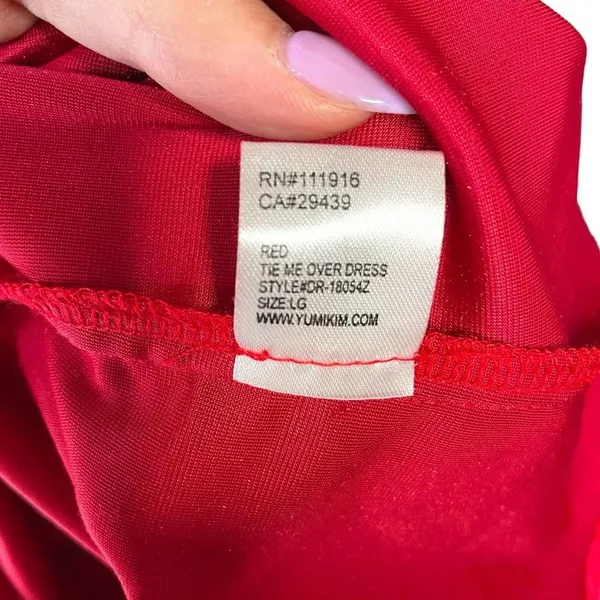 Yumi Kim Tie Me Over Red Velvet Dress Long Sleeve Wrap‎ Tie Size Large - Image 14
