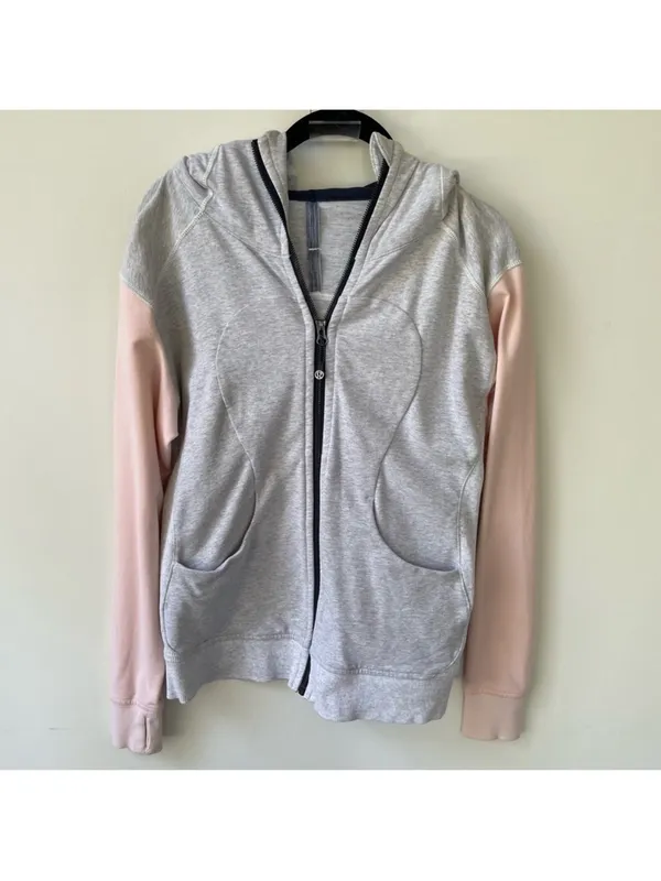 Lululemon On The Daily Hoodie Heathered White / Butter Pink size 8 - Image 5