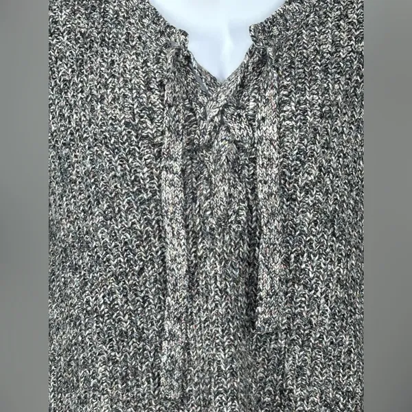Aerie Chunky Lace Up Sweater XL Gray Confetti Knit Cozy Oversized Pullover - Image 5