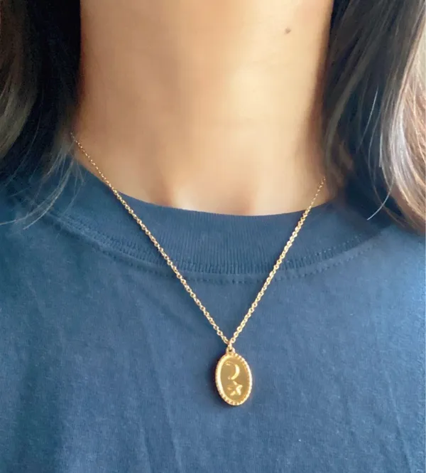 Handmade gold stainless steel celestial whimsical vintage oval moon & star necklace🌟 - Image 7