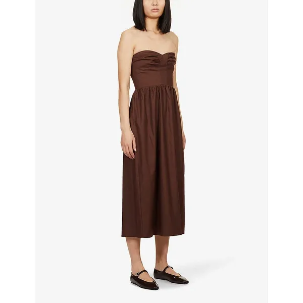 Reformation Buckley Strapless Midi Dress Brown Stretch Organic Cotton Size 2 New - Image 11