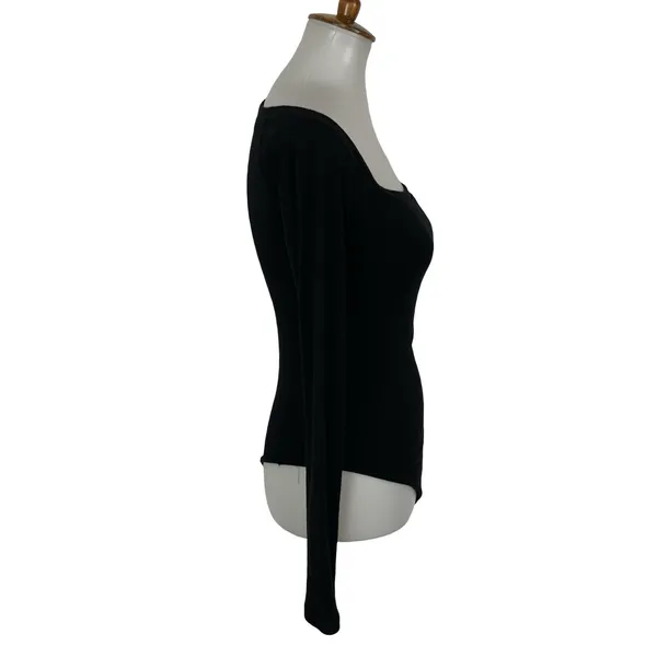 Alix NYC Bodysuit Medium Black Long Sleeve Slim Fit Sexy Club Minimal - Image 3