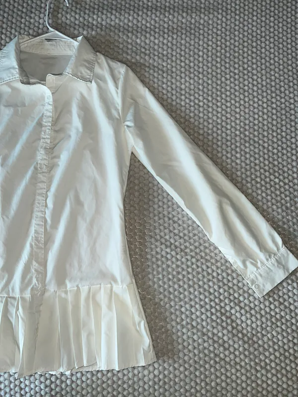 White Skirt Button Down Shirt Size M - Image 2