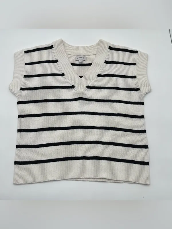 Evereve V-Neck Sleeveless Striped Sweater Sz Medium Casual Pullover Summer - Image 5