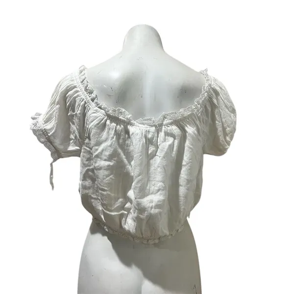 American Eagle Women's Off-Shoulder Lace Blouse White Size M - Image 8