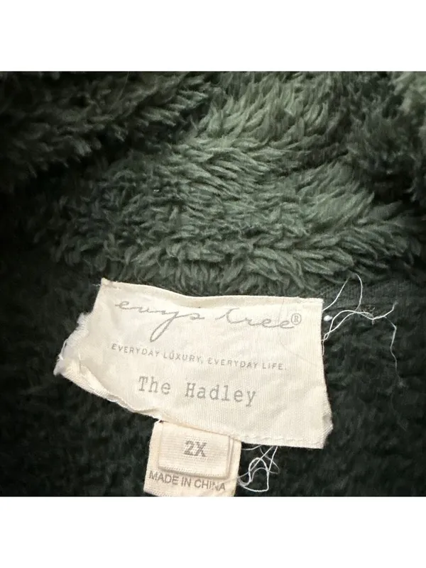 Evy's Tree Hadley Green Striped Plush Jacket 2X - Image 6