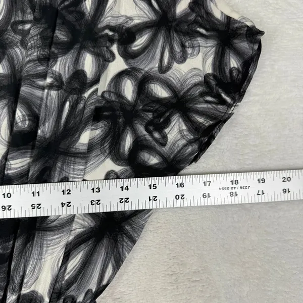 Alice + Olivia Silk Spandex Abstract Floral Dress Black White C107648672 Size S - Image 3