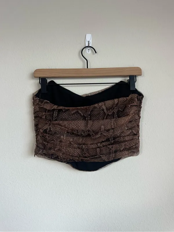 Zara Snake Print Mesh Crop Corset Top - Image 4