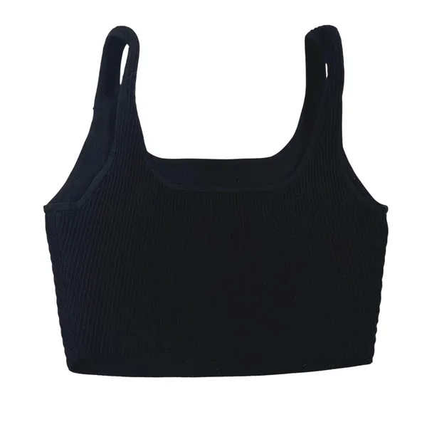 Babaton Sculpt Knit Cropped Tank Top Black Square Neck Size S - Image 3