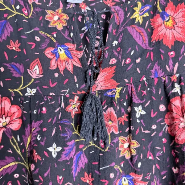Old Navy Blouse Women Plus XL Black Floral Babydoll Office Cottagecore Whimsical - Image 5