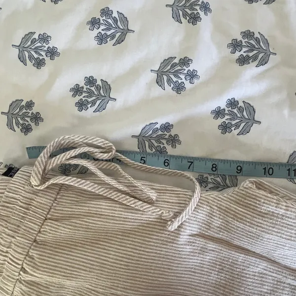 J.Crew Striped Linen-Cotton Blend Drawstring Pants Beige White AY192 Womens 6 - Image 8
