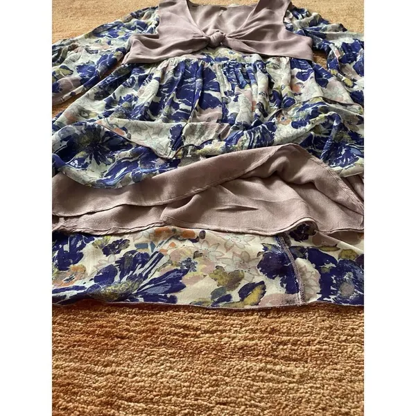 Free People Alice Vested Layered Dress Floral Purple Size SP - Image 4