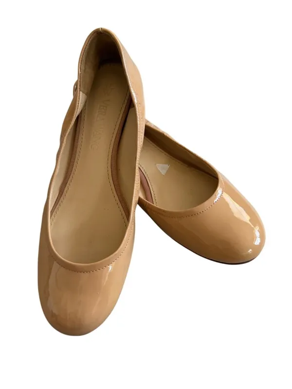 VERA WANG Nude Beige Patent Leather Ballerina Ballet Flats Size 8.5 - Image 10