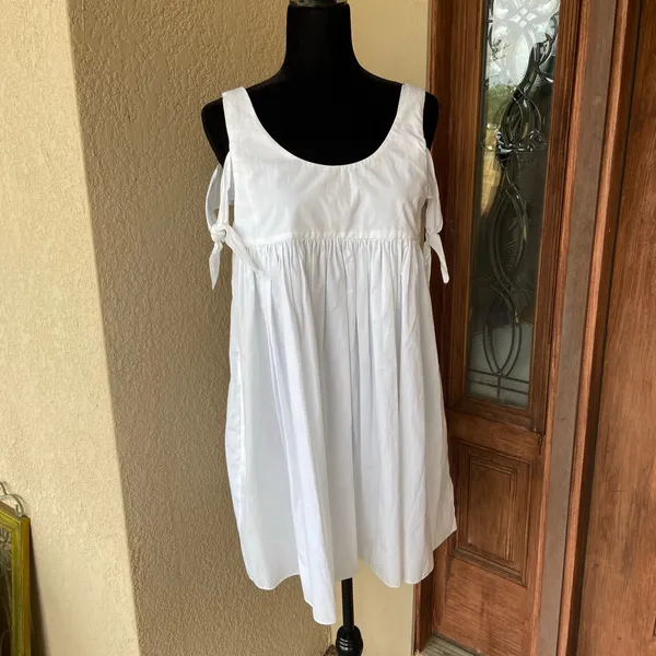 Trafaluc Collection Womens Dress Size M Zara White Poplin Bow Sleeve‎ Mini NEW - Image 5