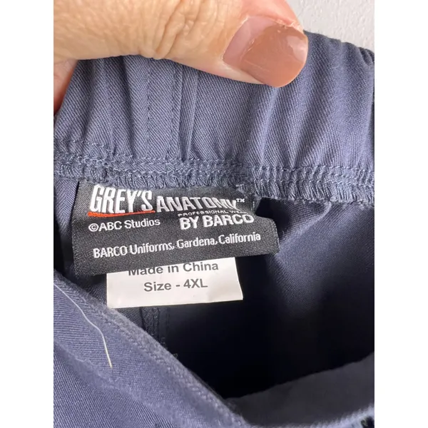 Grey’s Anatomy by Barco 5-Pocket Drawstring Scrub Pants Steel Blue 4XL NWT - Image 2