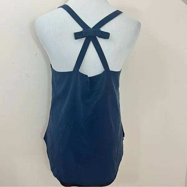 Amanda Uprichard Navy Silk Bow Back Camisole Tank Top M - Image 3
