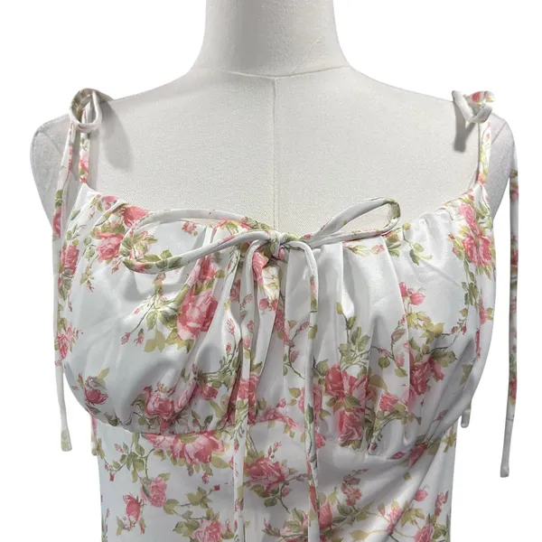 KUTUMAI Women's Summer Floral Bodycon Maxi Dress NWT Coquette Spaghetti Strap LG - Image 4