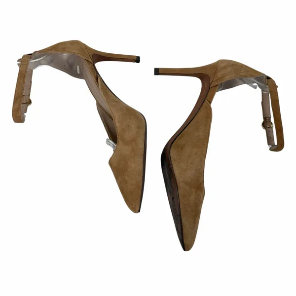 Banana Republic Pointed Toe d'Orsay Suede Ankle Strap Pump Camel Size 6.5 - Image 7