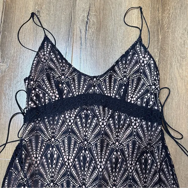 For Love & Lemons Bright Lights Mini Dress in Black Size Large Lace Asymmetrical - Image 3