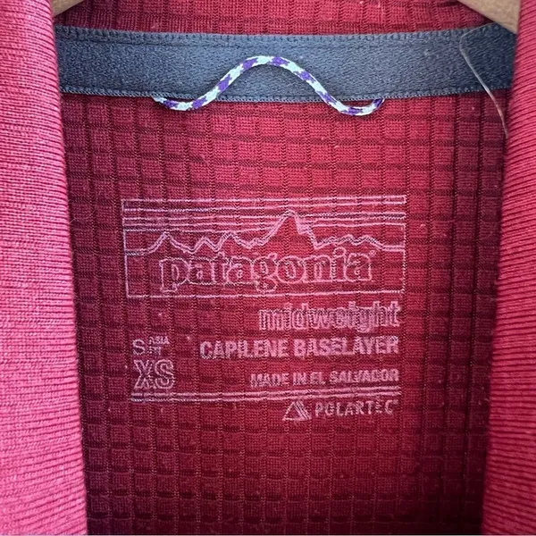 Patagonia Midweight Capilene Baselayer Crimson Red Pullover Zip Neck Shirt XS - Image 5