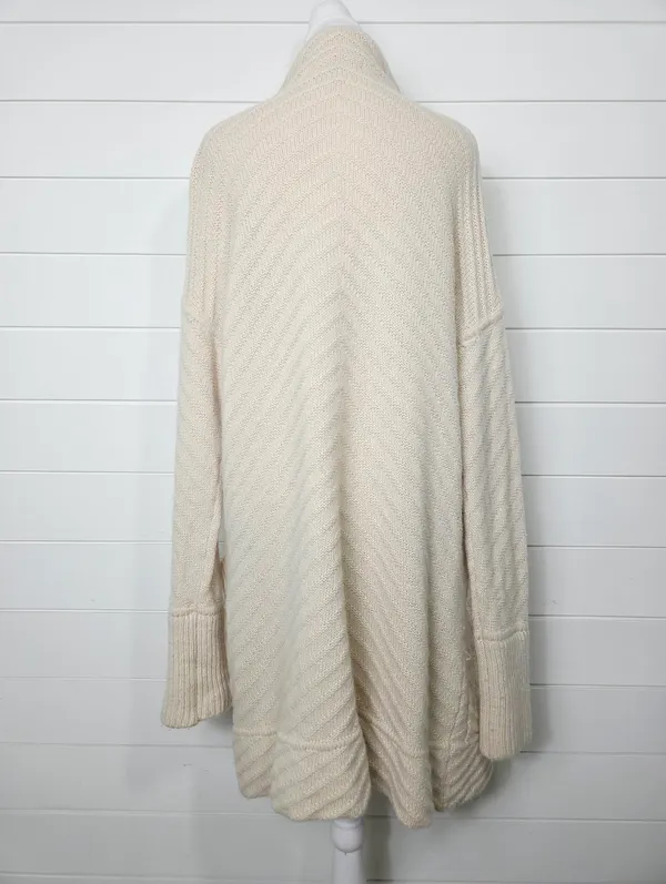 Tahari Cream Open-Front Knit Cardigan Wool Blend Sweater size M - Image 4