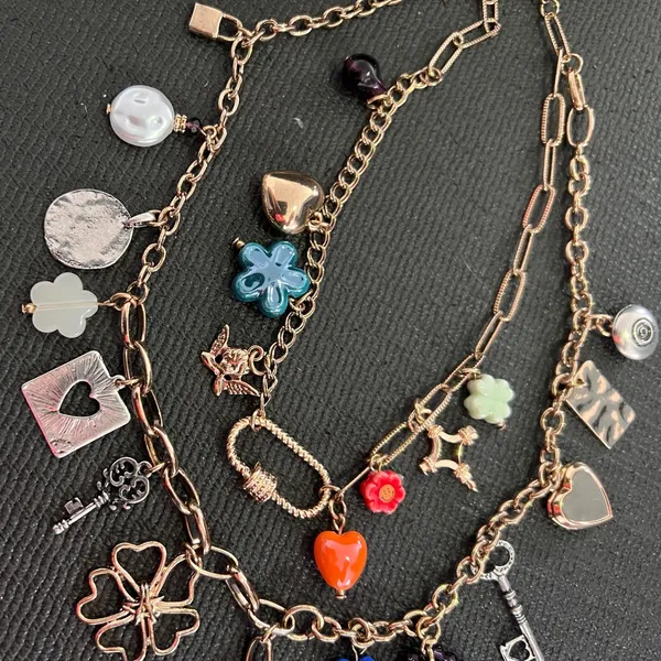 Free People 🍀Gold Charm Necklace with Multicolor Accents - Image 2