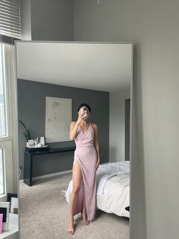 superdown Pink Crossover High Slit Backless Maxi Dress Prom Gown - Image 3