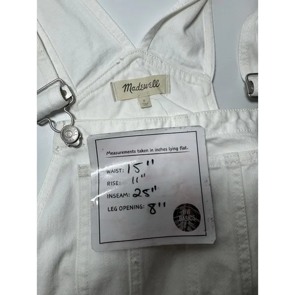 MADEWELL Straight Leg Denim Jeans Overalls Women Size SMALL White - Image 12