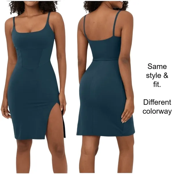 HALARA Blue Square Neck Corset Detail‎ Midi Dress With Slit Size S - Image 8