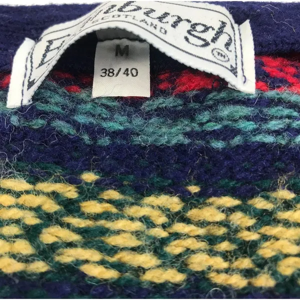 EDINBURGH Lambswool Cardigan Sz M VTG 80's Oversize Holiday Cozy Made Scotland - Image 11