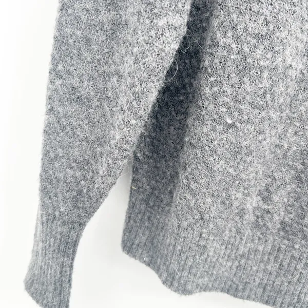 Quince Womens Baby Alpaca Wool Blend Diamond Stitch Crewneck Sweater‎ XS Gray - Image 2