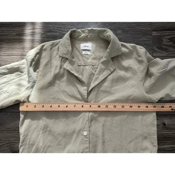 Wilfred Aritzia Gray/Green Button Shirt size 2XS - Image 3
