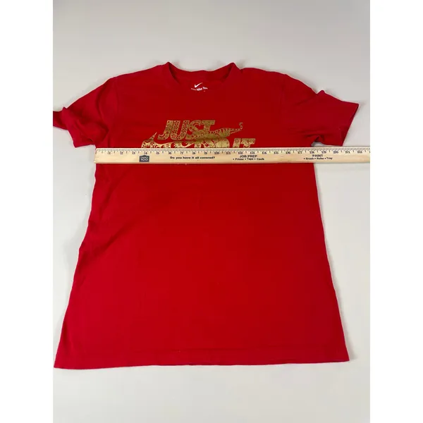 Nike Red Tee Shirt Size S Gold “Just Do It” Logo Athleisure - Image 5
