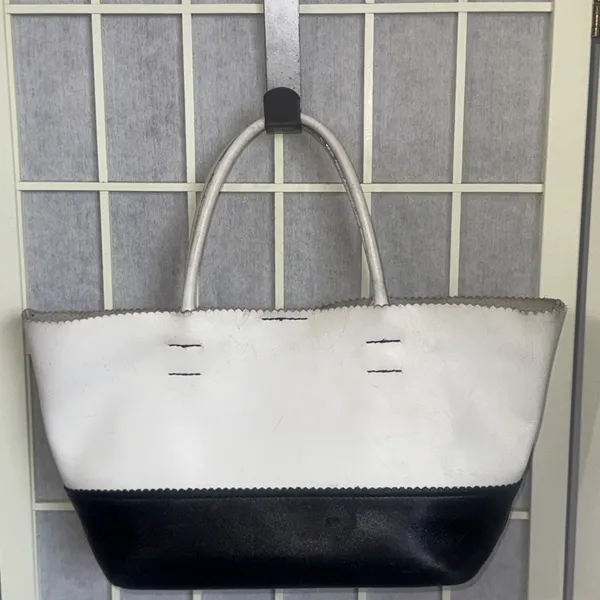 Vintage Y2K Hype Colorblock Mod Leather Box Tote Shoulder Bag Handbag Purse - Image 3