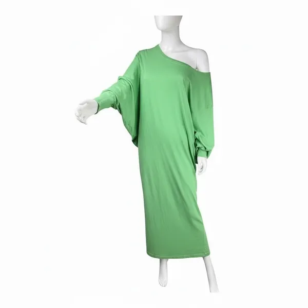 FREE PEOPLE‎ Beach Green Long Sleeve Oversized Maxi Dress XS - Image 10