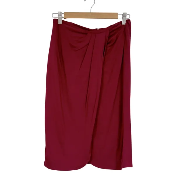Lovers and Friends Burgundy Red Faux Wrap Mini Skirt Womens M Coquette Luxury - Image 2