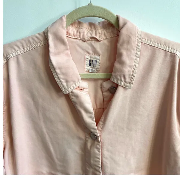 GAP Women Large‎ Soft Pink Tencel Button Up Jacket Casual Everyday Outerwear - Image 3
