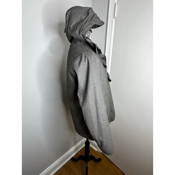 Cabela's Women's Sz:S Sherpa Lined Grey Hooded Parka Jacket Full Zip Horn Toggle - Image 5