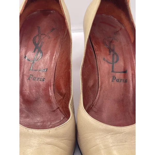 Yves Saint Laurent Paris YSL Beige Pointed Pumps Sz‎ 8.5 Nude Leather bin 1 - Image 2
