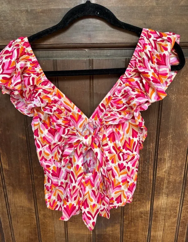 Pink Lily When We Met Multi Print Tie Back Tank, size XS, NWOT - Image 2