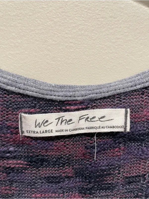 We The Free Spaced Out Long Sleeve Top Purple Blue Contrast Cuff Women Size XL - Image 9