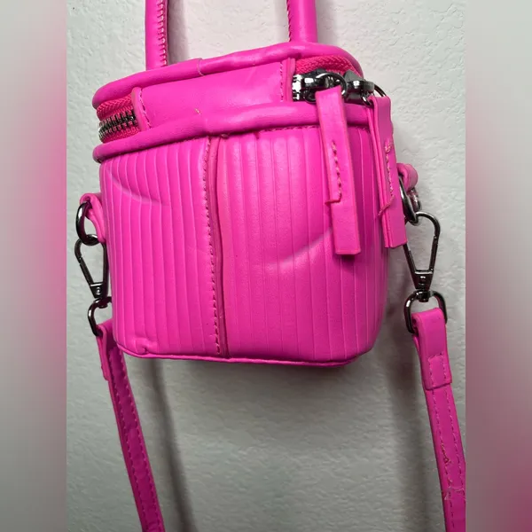 Miniature Micro Neon HotPink Adjustable Crossbody Zipper Whimsy Rave Vinyl Retro - Image 11